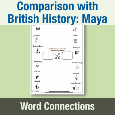 Image of Year 5 History (Study a non-European society that contrasts with British history: Maya) Word Connections WC CUSP Resource