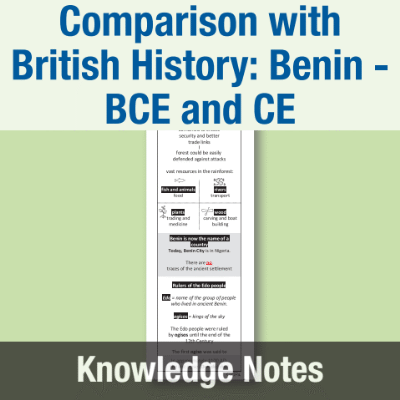 Image of Year 5 History (Study a non-European society that contrasts with British history: Benin, West Africa - BCE and CE) Knowledge Notes KN CUSP Resource