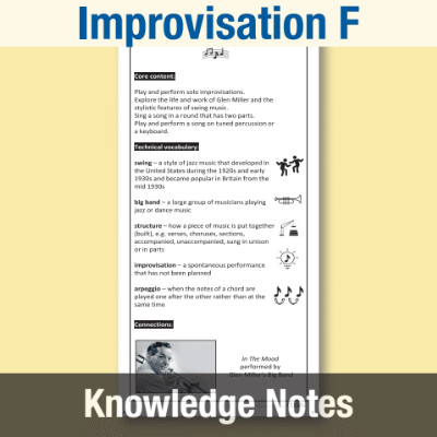 Image of Year 5 Music F (Improvisation) Knowledge Notes KN CUSP Resource