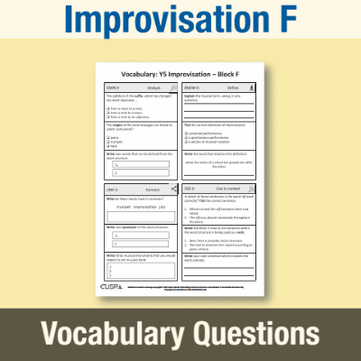 Image of Year 5 Music F (Improvisation) Vocabulary Questions VQ CUSP Resource