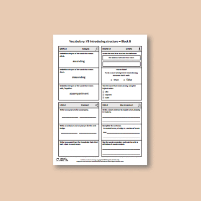 Y5 Music B (Introducing Structure) Vocabulary Questions VQ