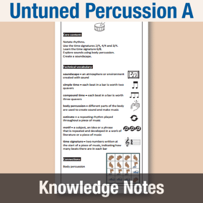 Image of Year 5 Music A (Untuned Percussion) Knowledge Notes KN CUSP Resource