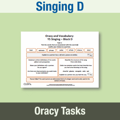 Image of Year 5 Music D (Singing) Oracy Tasks OT CUSP Resource