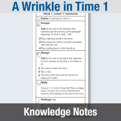 Image of Year 5 Reading (A Wrinkle in Time 1) Knowledge Notes KN CUSP Resource