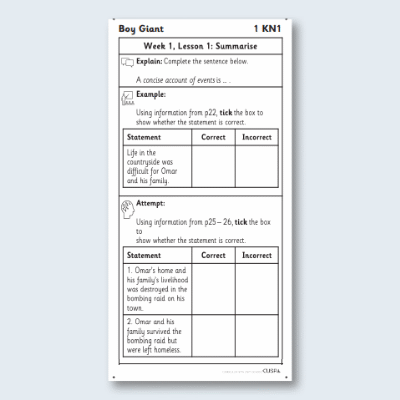 Y5 Reading (Boy Giant 1) Knowledge Notes KN