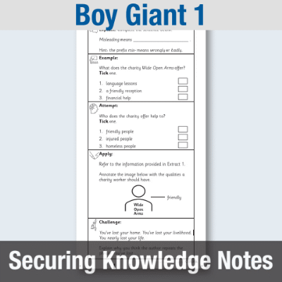 Image of Year 5 Reading (Boy Giant 1) Knowledge Notes SKN CUSP Resource
