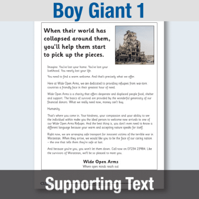 Image of Year 5 Reading (Boy Giant 1) Supporting Text ST CUSP Resource