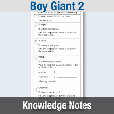 Image of Year 5 Reading (Boy Giant 2) Knowledge Notes KN CUSP Resource