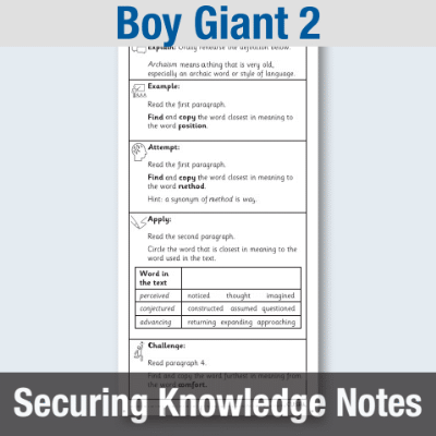 Image of Year 5 Reading (Boy Giant 2) Knowledge Notes SKN CUSP Resource