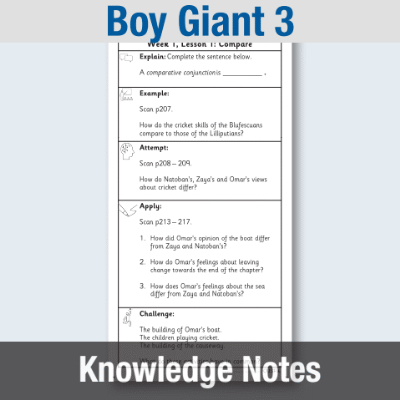 Image of Year 5 Reading (Boy Giant 3) Knowledge Notes KN CUSP Resource