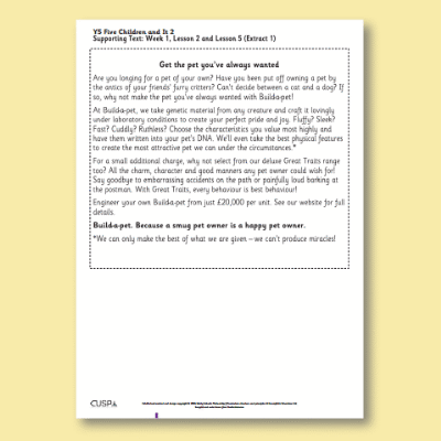 Y5 Reading (Five Children and It 2) Supporting Text ST