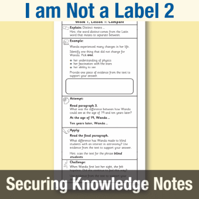 Image of Year 5 Reading (I am Not a Label 2) Knowledge Notes SKN CUSP Resource