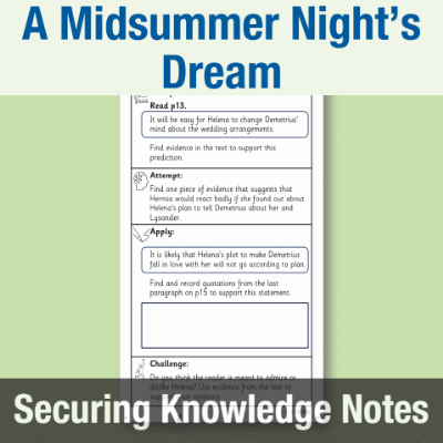 Image of Year 5 Reading (A Midsummer Night’s Dream) Knowledge Notes SKN CUSP Resource