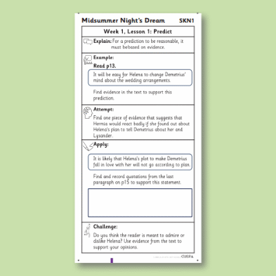Y5 Reading (A Midsummer Night’s Dream) Knowledge Notes SKN