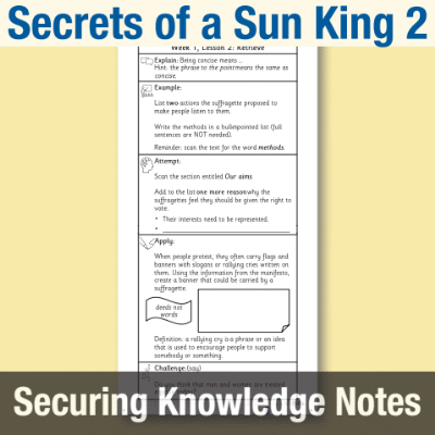 Image of Year 5 Reading (Secrets of a Sun King 2) Knowledge Notes SKN CUSP Resource