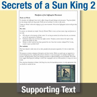 Image of Year 5 Reading (Secrets of a Sun King 2) Supporting Text ST CUSP Resource