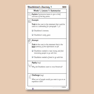 Y5 Reading (Shackleton's Journey 1) Knowledge Notes SKN