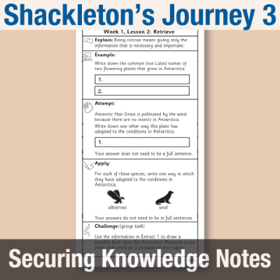 Image of Year 5 Reading (Shackleton's Journey 3) Knowledge Notes SKN CUSP Resource