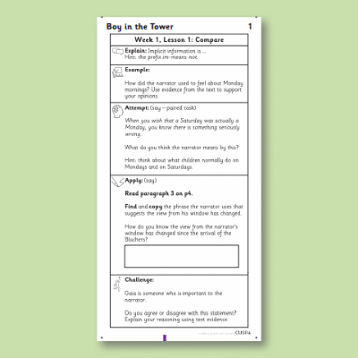 Y5 Reading (The Boy in the Tower 1) Knowledge Notes KN