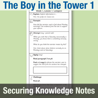 Image of Year 5 Reading (The Boy in the Tower 1) Knowledge Notes SKN CUSP Resource
