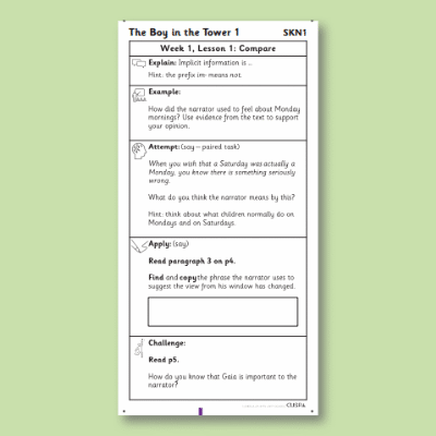 Y5 Reading (The Boy in the Tower 1) Knowledge Notes SKN