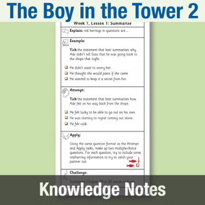 Image of Year 5 Reading (The Boy in the Tower 2) Knowledge Notes KN CUSP Resource