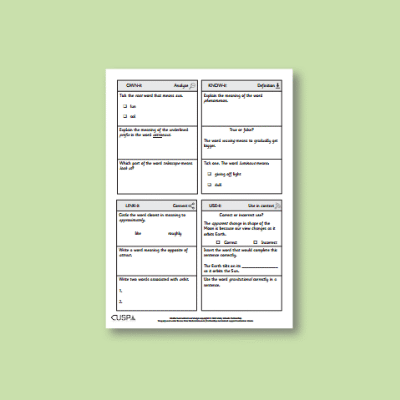 Y5 Science (Earth and Space) Vocabulary Questions VQ