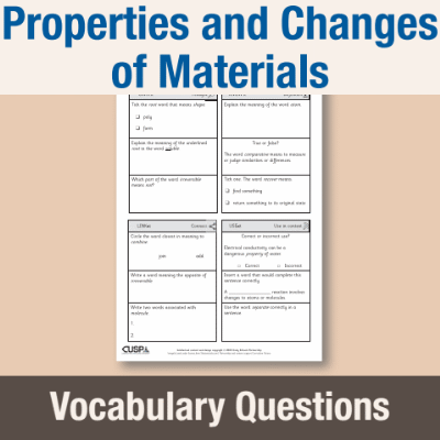 Image of Year 5 Science (Properties and Changes of Materials) Vocabulary Questions VQ CUSP Resource