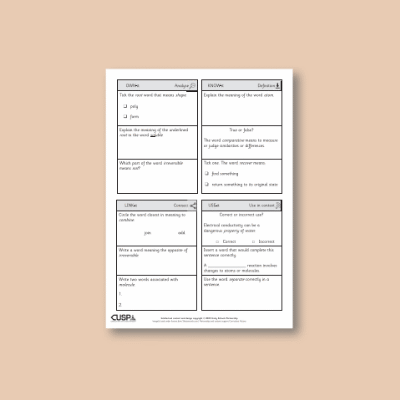 Y5 Science (Properties and Changes of Materials) Vocabulary Questions VQ