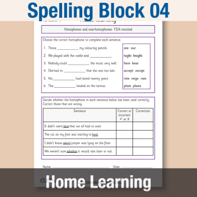 Image of Year 5 Spelling Block 04 Home Learning HL CUSP Resource