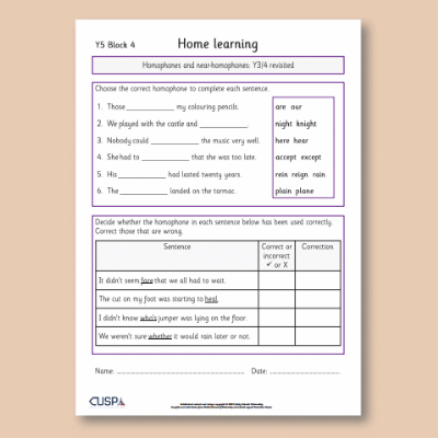Y5 Spelling Block 04 Home Learning HL