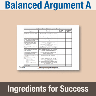 Image of Year 5 Writing A (Balanced Argument) Ingredients for Success IFS CUSP Resource
