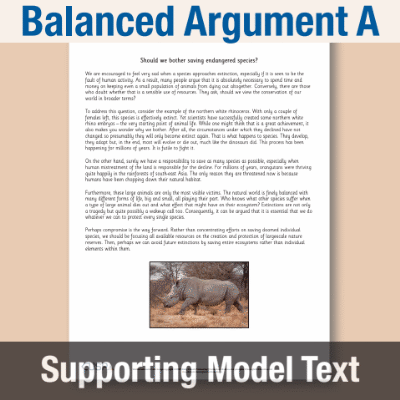 Image of Year 5 Writing A (Balanced Argument) Supporting Model Text SMT CUSP Resource