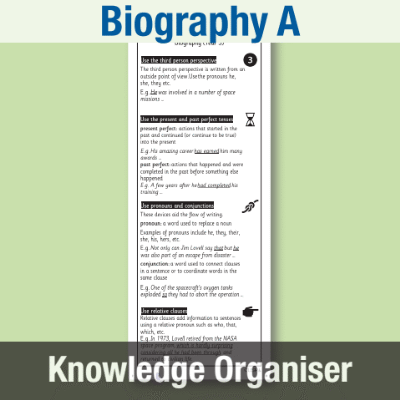 Image of Year 5 Writing A (Biography) Knowledge Organiser KO CUSP Resource