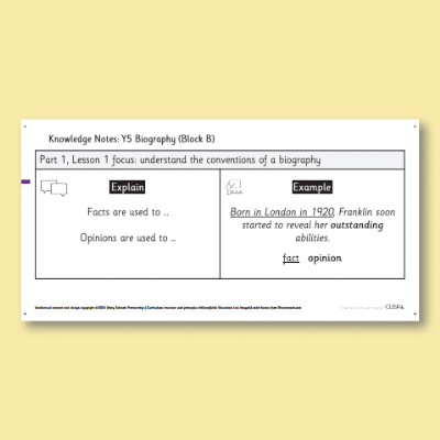 Y5 Writing B (Biography) Knowledge Notes KN