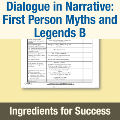 Image of Year 5 Writing B (Dialogue in Narrative: First Person Myths and Legends) Ingredients for Success IFS CUSP Resource