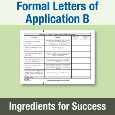 Image of Year 5 Writing B (Formal Letters of Application) Ingredients for Success IFS CUSP Resource