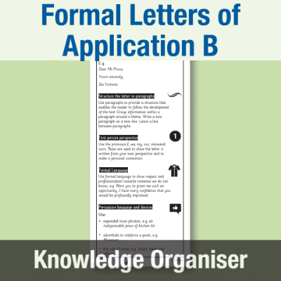 Image of Year 5 Writing B (Formal Letters of Application) Knowledge Organiser KO CUSP Resource