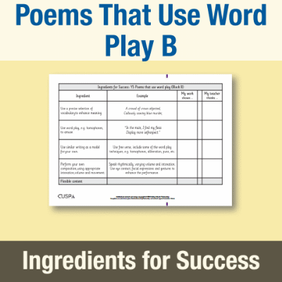 Image of Year 5 Writing B (Poems That Use Word Play) Ingredients for Success IFS CUSP Resource