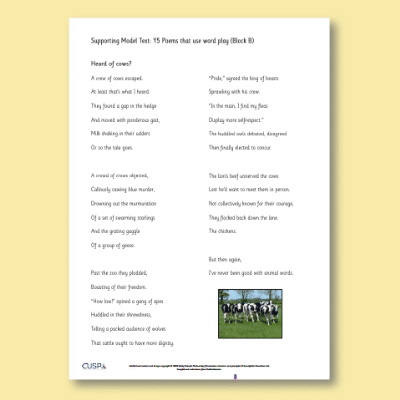 Y5 Writing B (Poems That Use Word Play) Supporting Model Text SMT