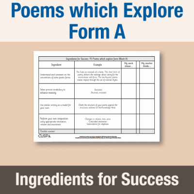 Image of Year 5 Writing A (Poems which Explore Form) Ingredients for Success IFS CUSP Resource