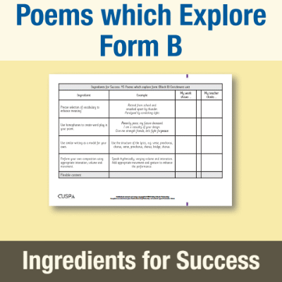 Image of Year 5 Writing B (Poems which Explore Form) Ingredients for Success IFS CUSP Resource