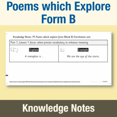 Image of Year 5 Writing B (Poems which Explore Form) Knowledge Notes KN CUSP Resource