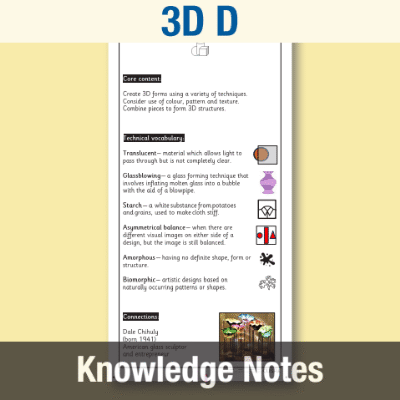 Image of Year 6 Art and Design D (3D) Knowledge Notes KN CUSP Resource
