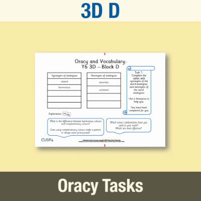 Image of Year 6 Art and Design D (3D) Oracy Tasks OT CUSP Resource
