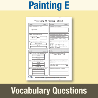 Image of Year 6 Art and Design E (Painting) Vocabulary Questions VQ CUSP Resource