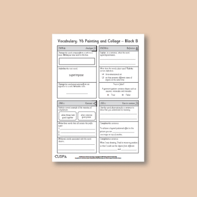 Y6 Art and Design B (Painting and Collage) Vocabulary Questions VQ