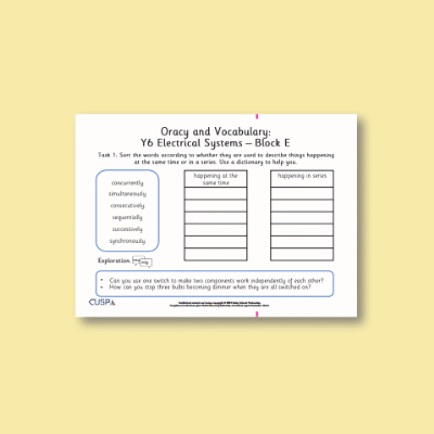 Y6 Design and Technology E (Electrical Systems) Oracy Tasks OT