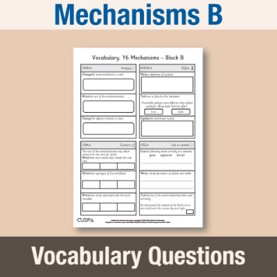 Image of Year 6 Design and Technology B (Mechanisms) Vocabulary Questions VQ CUSP Resource