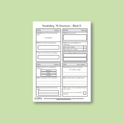 Y6 Design and Technology D (Structures) Vocabulary Questions VQ